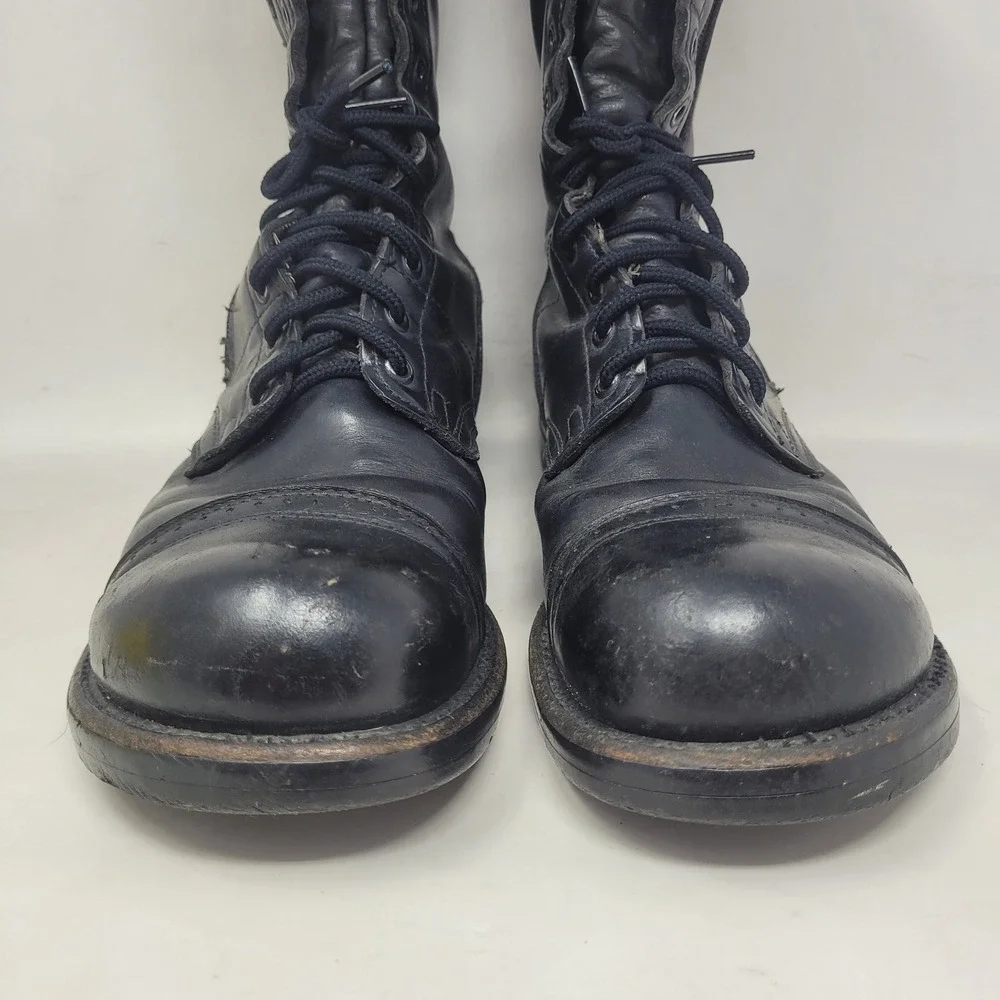 VTG Corcoran Jump Boots 10.5 Black Leather Cap Toe Military Paratrooper Combat